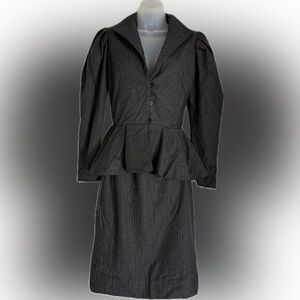 Vicky Tiel 1980s does 1940s designer grey wool suit